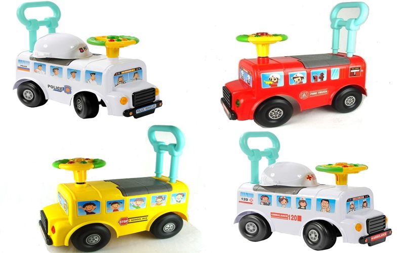 NEW Ride On Baby Walker Car Musical Push Along Fire Engine Bus Police